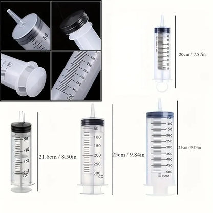 Durable Large Capacity Plastic Syringes - 100ml, 150ml, 250ml, 350ml, 550ml, 1000ml | Transparent Body with 99.82cm Measure