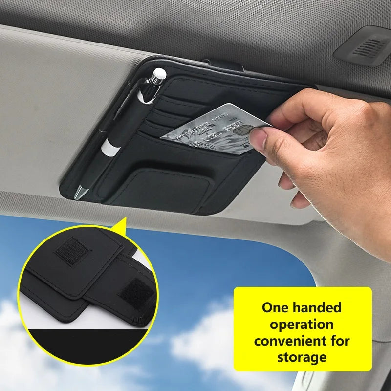 Multi functional ID storage clip car sun visor sun visor small card bag clip car glasses clip banknote storage bag