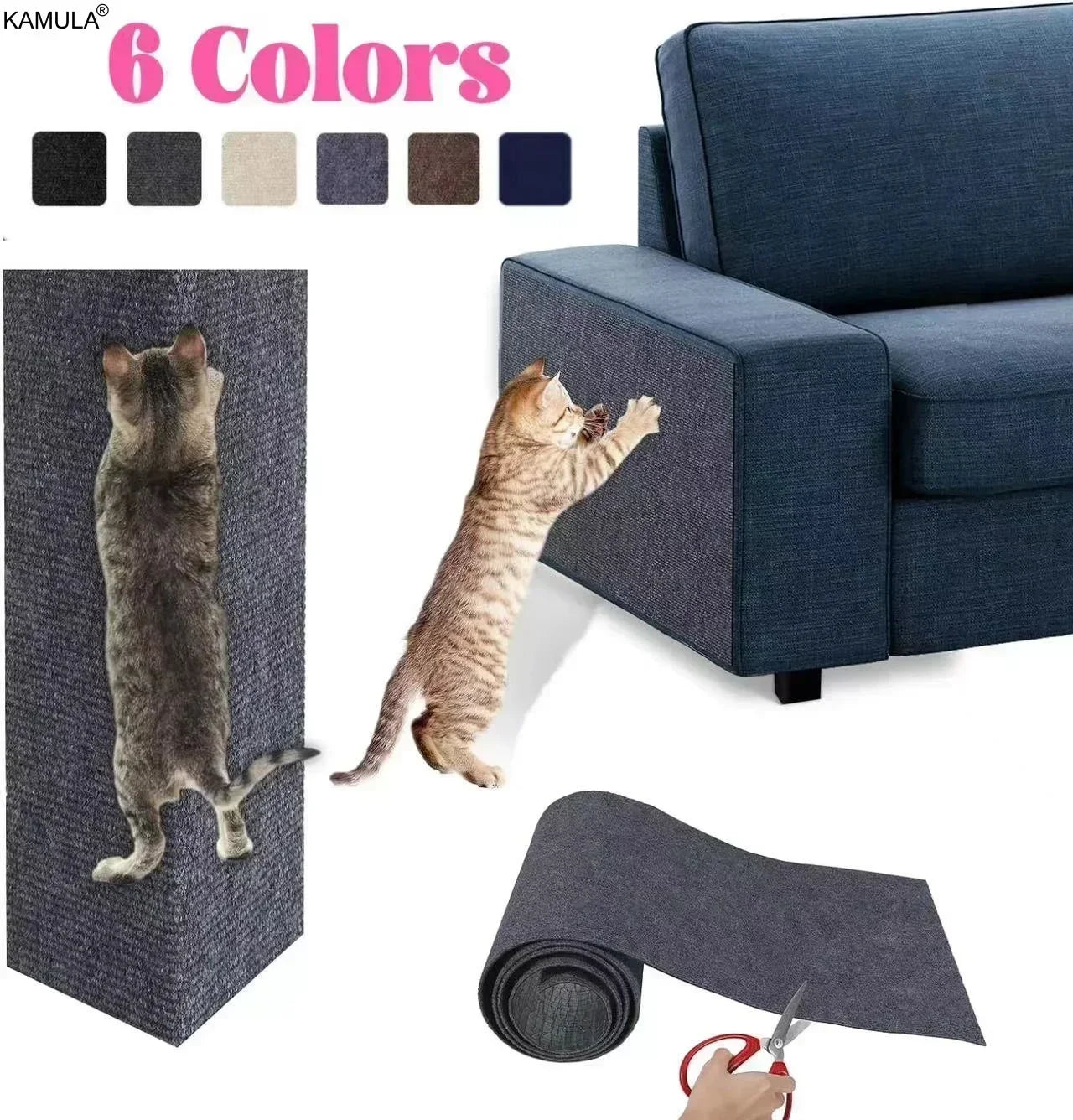 Self-Adhesive Cat Scratching Mat Trimmable Cat Scratching Post Cat Carpet for Anti-scratching Protector Anti Cat Scratch Mat