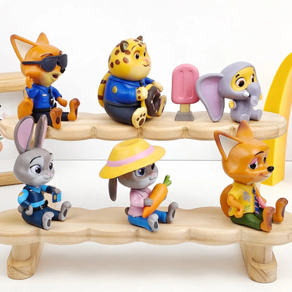 6pcs/set Zootopia Zootropolis Judy Hopps Nick Wilde Cartoon Movie Action Figure Toys Collection Model Cute Doll Gift Decoration