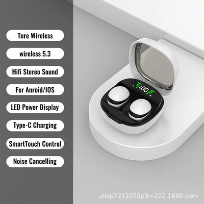 Mini Invisible Earphones Bluetooth 5.3 Headphones HiFi Stereo Wireless Headsets Noise Reduction Earbuds for Xiaomi Huawei