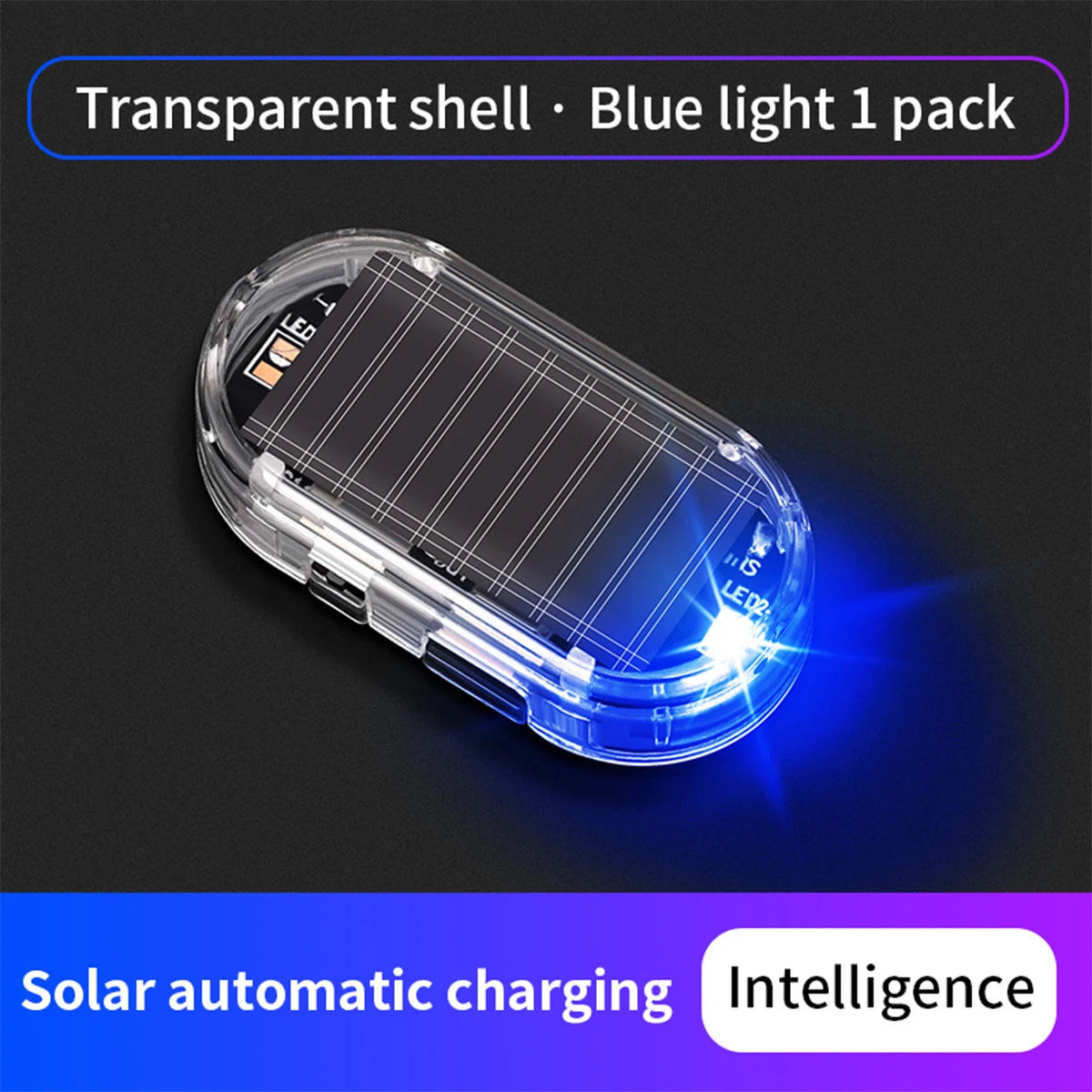 1pc Car Fake Security Light Solar Powered Simulated Dummy Alarm Wireless Warning Anti-Theft Caution Lamp LED Flashing Lights