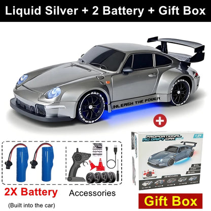 4WD Remote Control Drift Car Full Size 1:24 Mini Remote Control Racing Car Model 2.4G Radio High Speed 4X4 RC Car Vehicle Toy