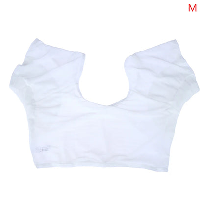 Transparent Mesh Ultra-thin Vest Absorbent Deodorant Pad Women T-shirt Washable Sweat Proof Under Top With Underarm Sweat Pads