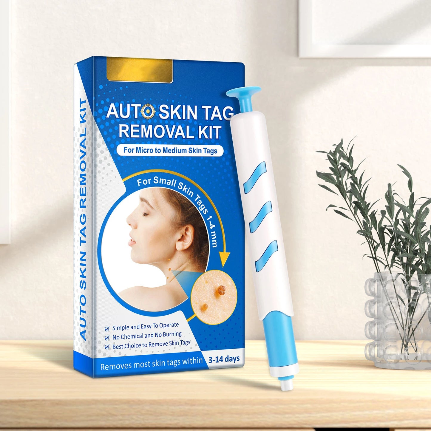 Skin Tag Removal Mole Wart Removal Facial Mole Wart Microstrip Tag Removal Kit Automatic Mole Remover Tool with Cleansing Swabs