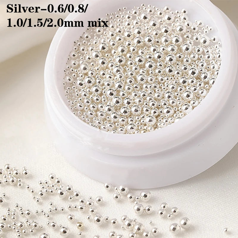 0.4mm-1.5mm Mini Steel Ball Metal Micro Caviars Alloy Nail Art Rhinestones Jewelry Manicure Accessories DIY Ornaments