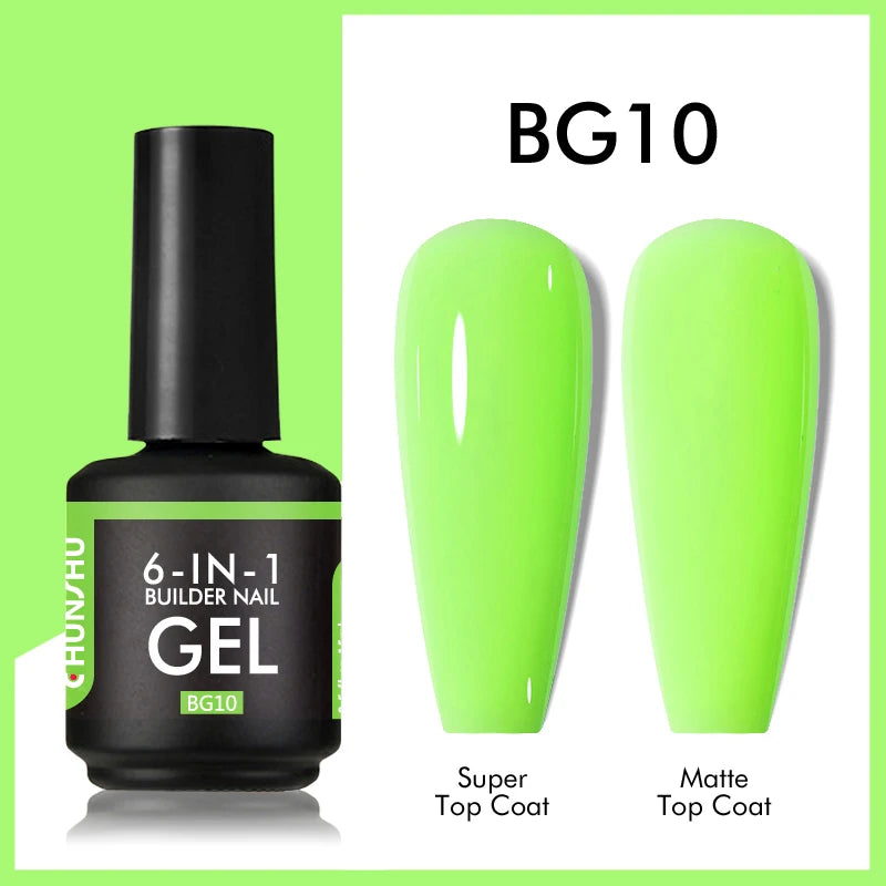 CHUNSHU TPO Free 6 IN 1 Extension UV Gel Polish In A Bottle Builder Nail Gel Rubber Base Coat Semi Permanent Nails Art 15ML