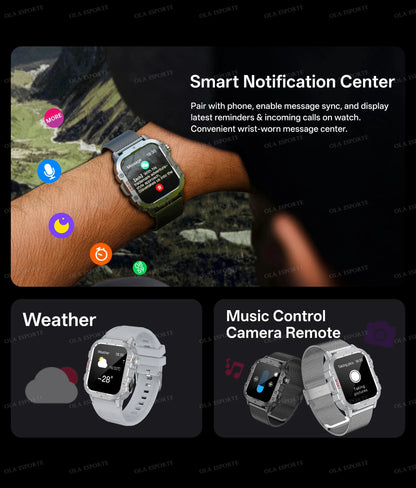 2025 New Military Smart Watch Men IP67 3ATM Waterproof Outdoor Sports Fitness Tracker Health Monitor 1.44Inch BT Call Smartwatch