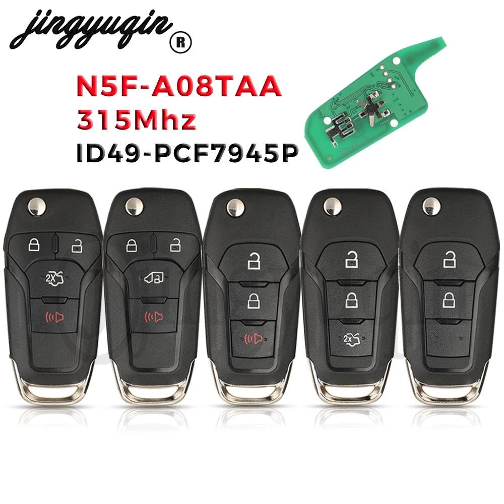 jingyuqin N5F-A08TAA Flip Remote Car Key 315MHz ID49-7945P Chip For Ford Fusion 2013-2016 Fob 2/3/4 Butttons Keyless Entry HU101