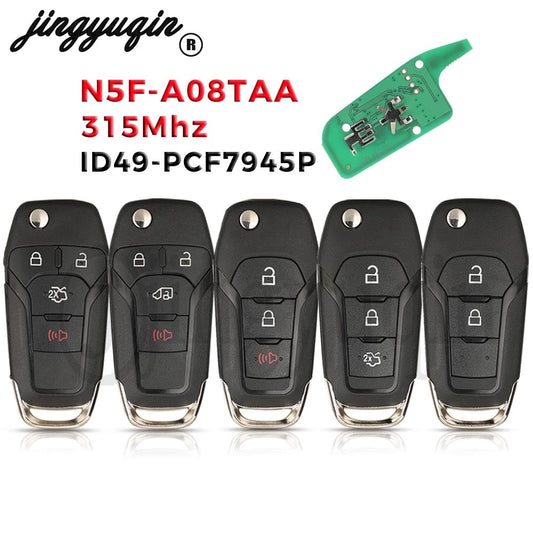 jingyuqin N5F-A08TAA Flip Remote Car Key 315MHz ID49-7945P Chip For Ford Fusion 2013-2016 Fob 2/3/4 Butttons Keyless Entry HU101