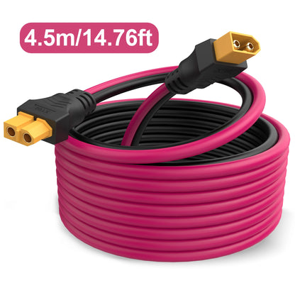 XT60 extension cable 12AWG XT60 to XT60 cable, with male to female connectors, suitable for solar panel remote control battery