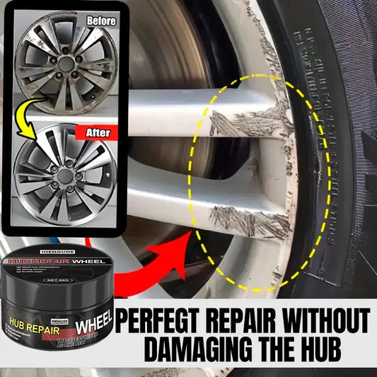 Car Wheel Cover Repair Kit, Removes Wheel Cover Oxidation and Scratches, Chrome Refurbishment, Fade Repair, Restores Original Shine, Universal Wheel Hub Repair Kit, Scratch Remover and Oxidation Cleaning Repair Paste