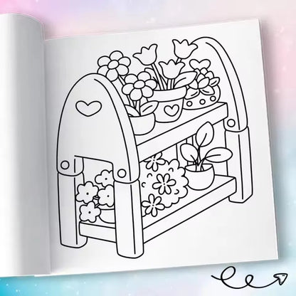 TINY GARDENS Coloring Book for Adults - Bold & Easy Cute Patterns, Relaxing Drawing Gift for Birthday & Party
