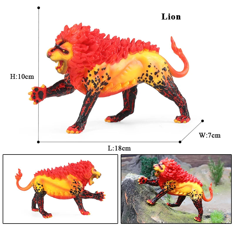 Oenux Simulation Dinosaur Dragon Turtles Fire Bull Orangutan Magma Golem Animal Model Action Figures Pvc Collection Kid Toy Gift