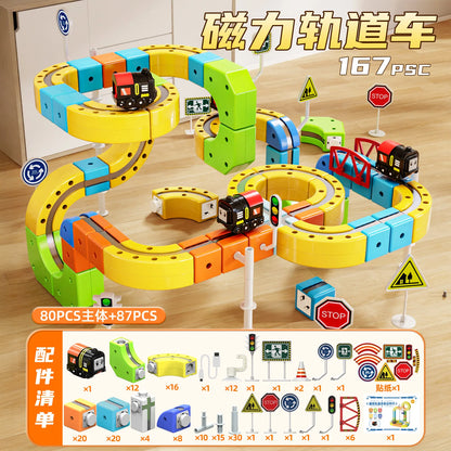 Sell Well Anti-Gravity Magnetic Attraction Track Train Changeable Magnetic Magic Rail Car Electric Train Toy