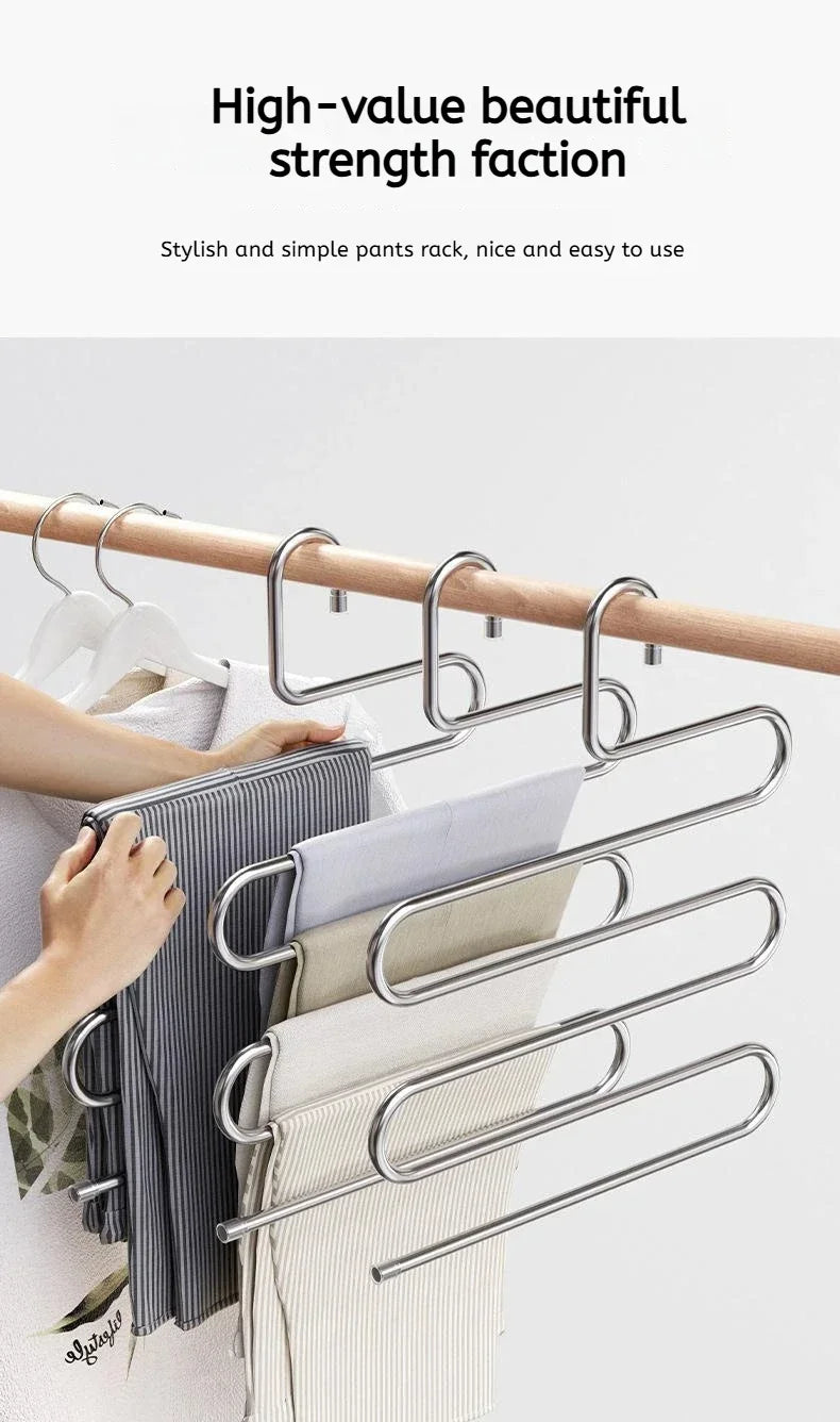5 Layers Multi-functional Clothes Hangers Non-slip Pant Storage Rack Cloth Rack with Multiple Functions for Hanging and Storage
