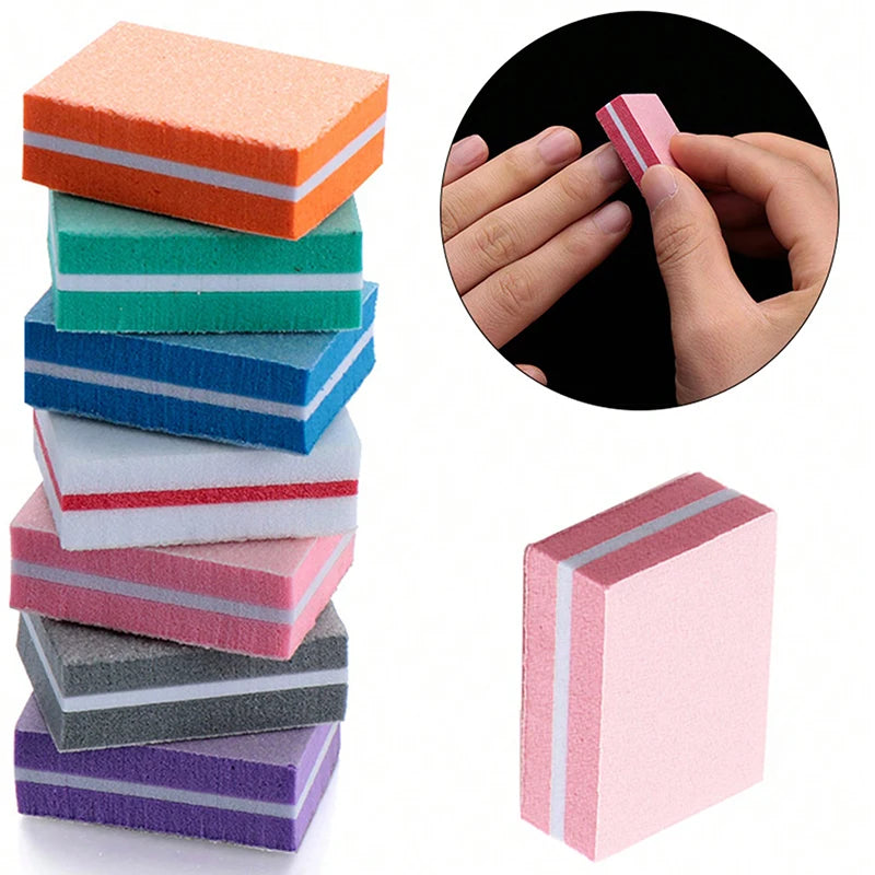 10-50-100pcs Professional Mini Nail Art Buffer File Set 100/180 Sandpaper Manicure Care Tips Sanding Polishing Tools Kit