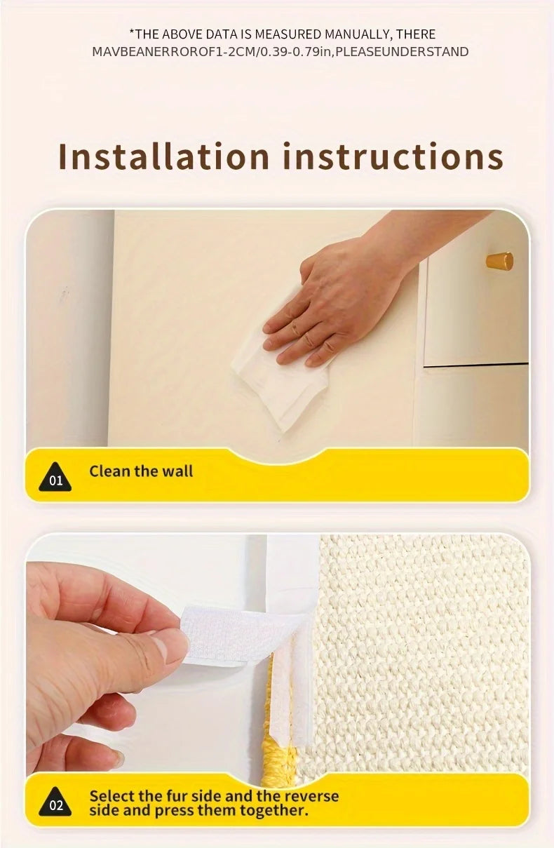 Wall-Mounted Cat Scratching Pad & Mat - Reinforced Sisal Surface for Claw Health, Space-Saving Design with Soft Ledge