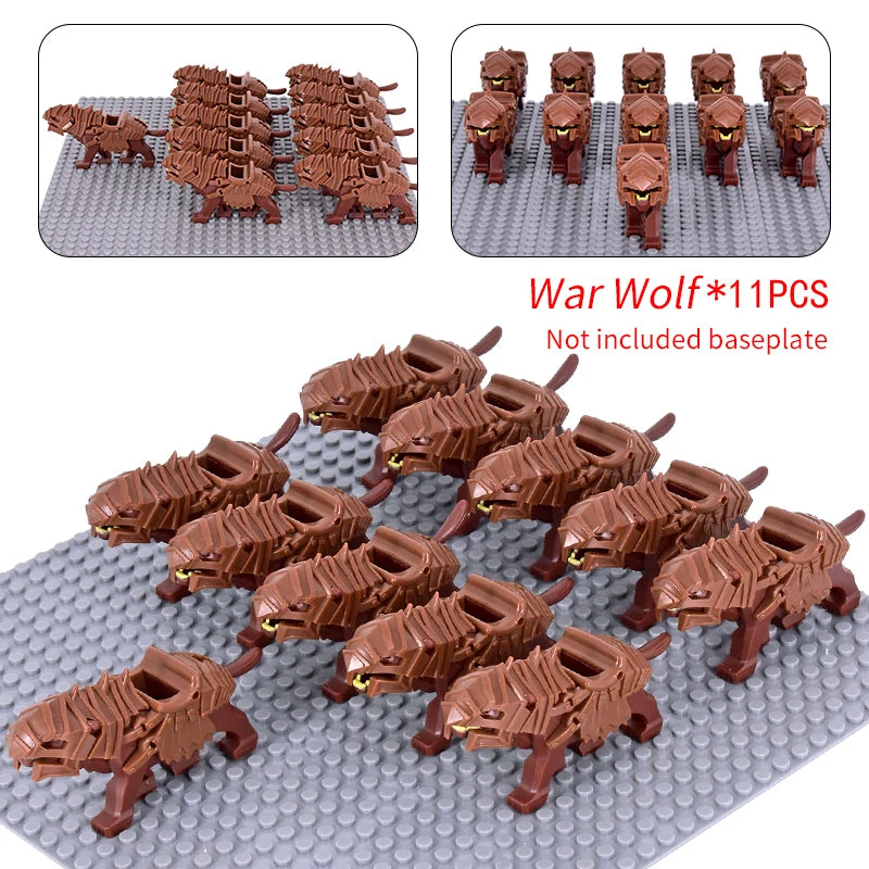 Medieval Military Sets Cavalry Figures War Horse Animals Building Blocks Parts Knight Weapons Accessories Toys for kids gifts