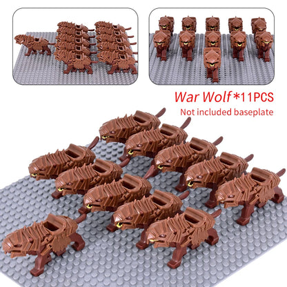 Medieval Military Sets Cavalry Figures War Horse Animals Building Blocks Parts Knight Weapons Accessories Toys for kids gifts