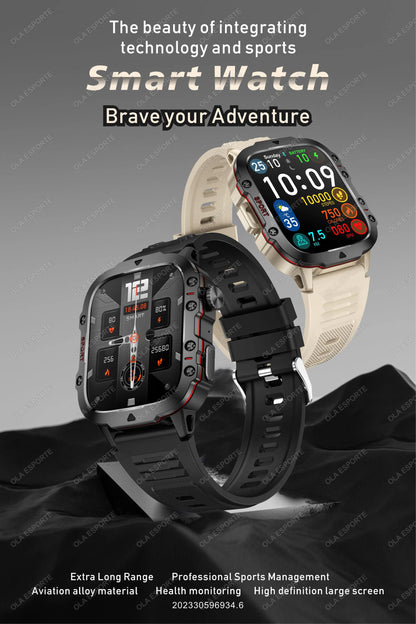 2025 Military Smartwatch GPS Men Flashlight Waterproof Outdoor Sports Tracker HD Bluetooth Calls Smart Watch New For Android IOS