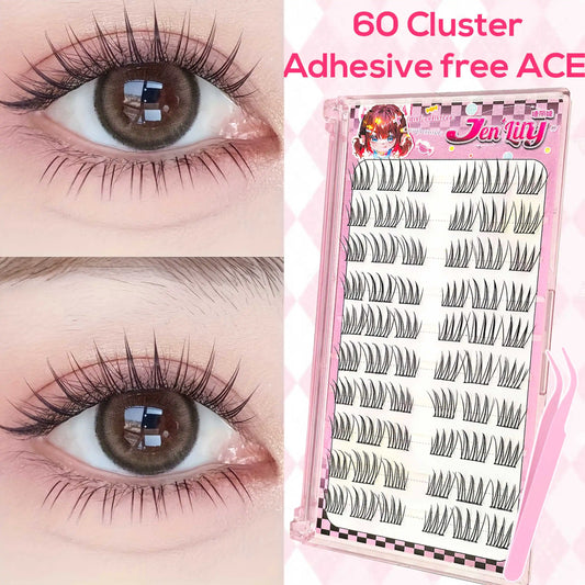 [ACENo need for glue False Eyelash] 60 Cluster Comfort Lash Extension Kit Natural Manga False Eyelash Beginners