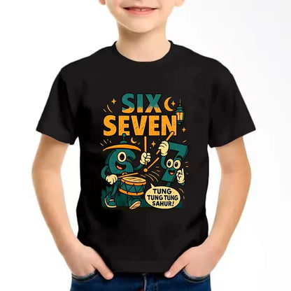Funny Six Seven Italian Brainrot 67 Number Graphic Print T-Shirt Boy/Girl Summer Short Sleeved Kids Loose Comfortable Tshirt Top