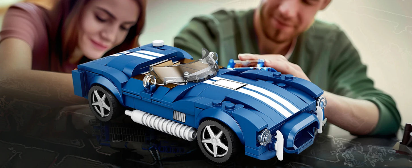 312PCS Blue Sport Car Building Block Set Creative City Vehicle Diy Car Model Bricks Desktop Display Puzzle Toys Holiday Gifts