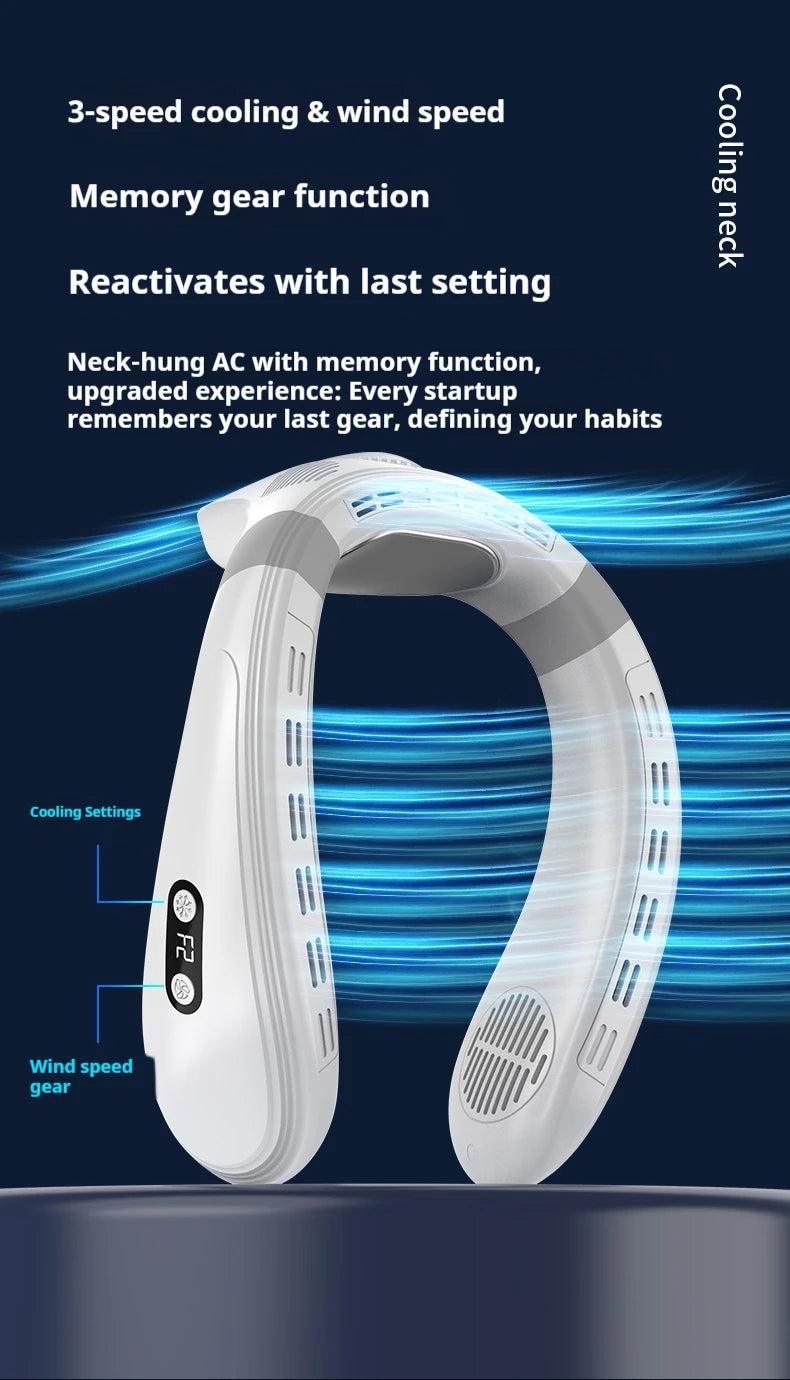 New Neck Air Conditioner Portable Neck Fan Rechargeable Semiconductor Cooling Bladeless Fan Outdoor Personal Fan Wearable Cooler