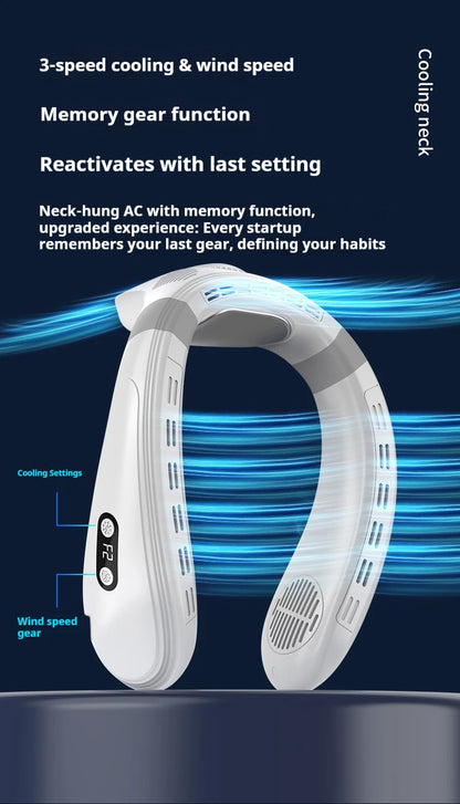 New Neck Air Conditioner Portable Neck Fan Rechargeable Semiconductor Cooling Bladeless Fan Outdoor Personal Fan Wearable Cooler