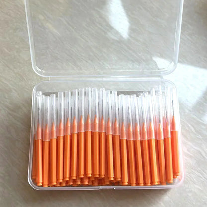 100/200 Pcs Box Interdental brush 0.6-1.5Mm Cleaning Between Teeth Oral Care Orthodontic I Shape Tooth Floss I-type push pull