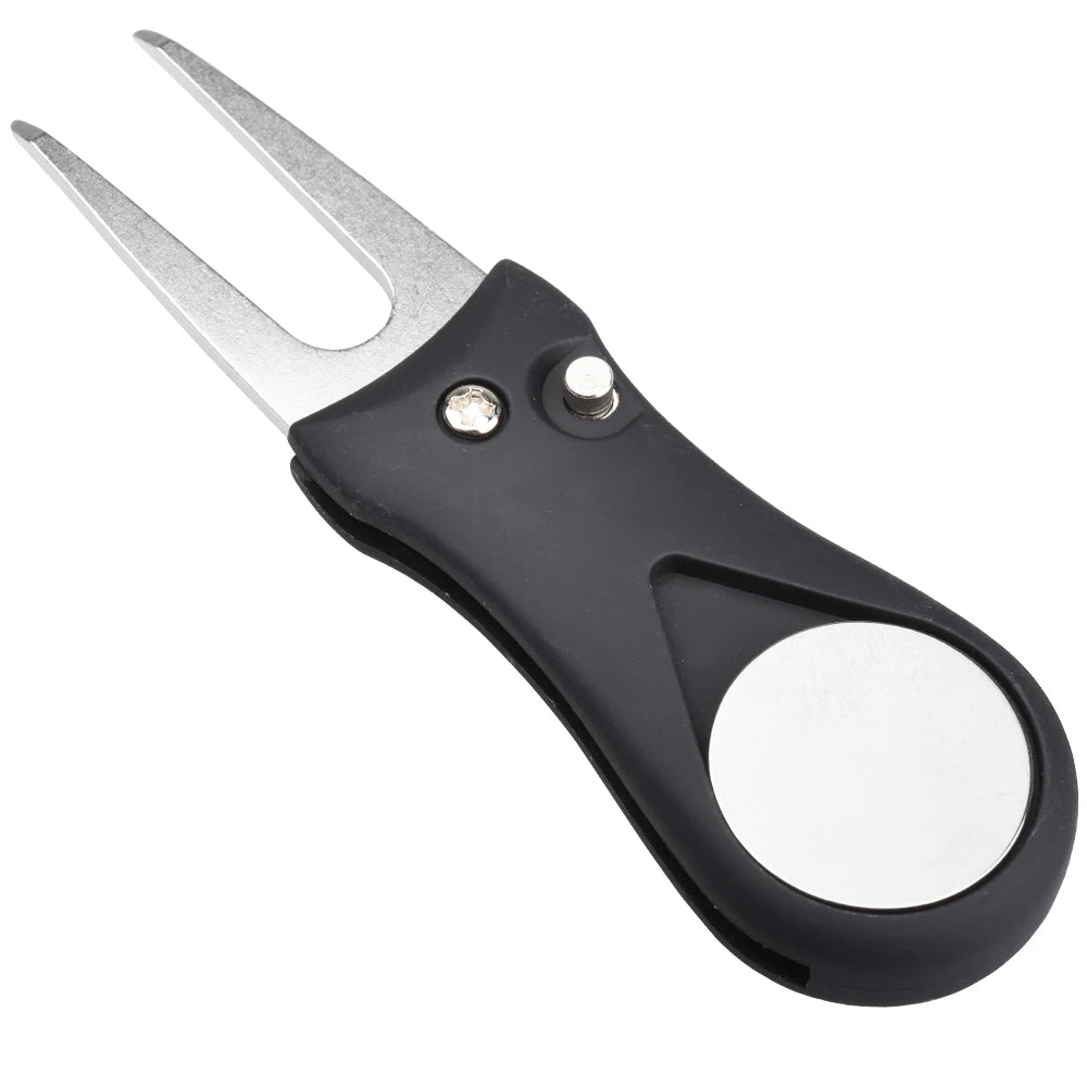 1PCS Foldable Golf Divot Repair Tool with Ball Marker - Switchblade Style Pitch Fork & Groove Cleaner Portable Golf Accessories