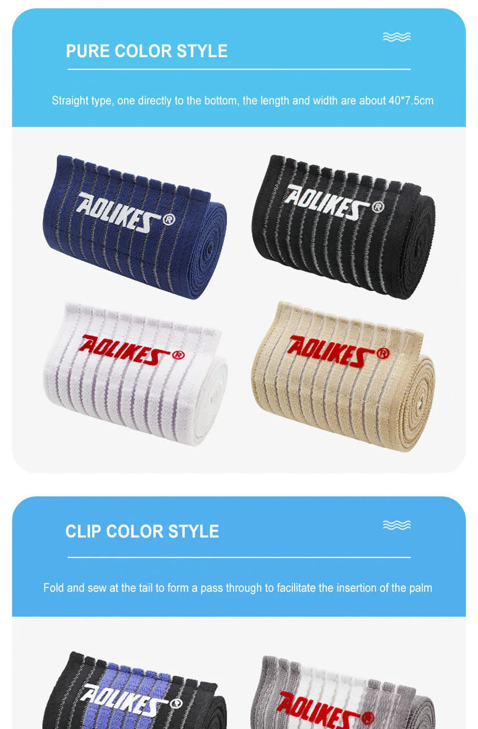 AOLIKES 1PC 40-180cm Compression Bandage Protector Knee Support Brace Sports Elastic Elbow Straps Leg Bands Bandage Workout Wrap