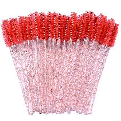 50Pcs Disposable Micro Glitter Eyelash Mascara Wands Mini Crystal Eye Lashes Brush Comb Eyebrow Spoolies Makeup Beauty Tools