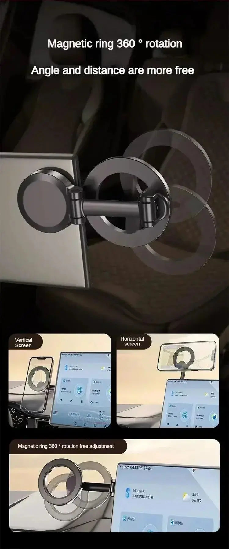 Alloy Folding Magnetic Car Compact Cell Phone Holder for Mac-Safe 360° Adjustable Magnetic Car Mount for iPhone 15 14 13 12 Pro