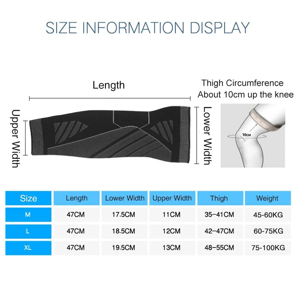 BraceTop 1 PC Full Leg Sleeves Long Compression Leg Sleeve Knee Sleeves Protect Leg, for Man Women Basketball, Arthritis Cycling