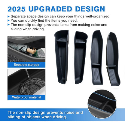 USVOTOV Car Door Side Storage Box for 2025 2026 Tesla Model Y Juniper Model 3 Model YL Accessories Door Organizer Tray Trash Can