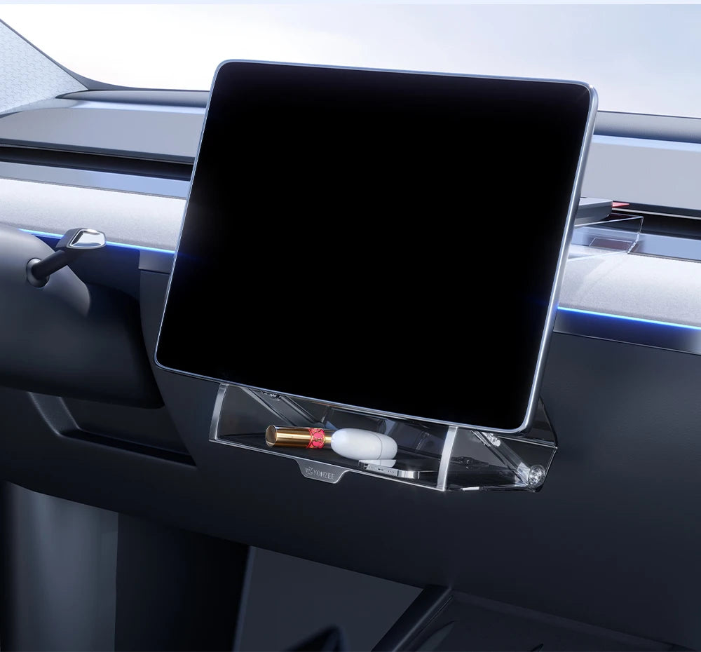 YZ For New Tesla Highland Model 3 Y Juniper Tray Magnetic Under Screen Fold Storage Box ETC Screen Storage Box Accessories