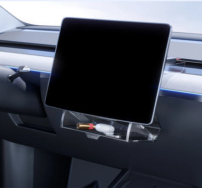 YZ For New Tesla Highland Model 3 Y Juniper Tray Magnetic Under Screen Fold Storage Box ETC Screen Storage Box Accessories