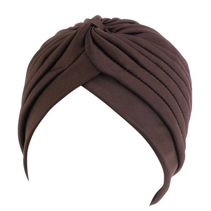 New Knotted Ruffle Turban Ladies Soft Headscarf Casual Streetwear Female Muslim Hijab Indian Hats Cancer Chemo Cap Turbante