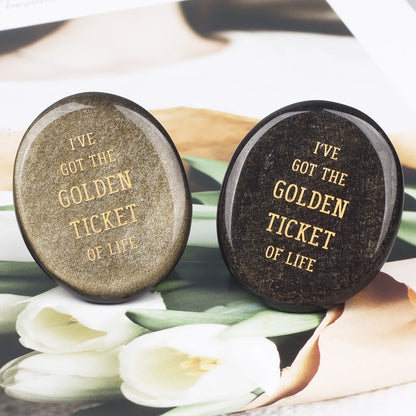 Crystal Worry Stone Double Plane Shaped Piece Inspirational Palm Stone, Engraved With Words To Relieve Worries Jade Energy Stone