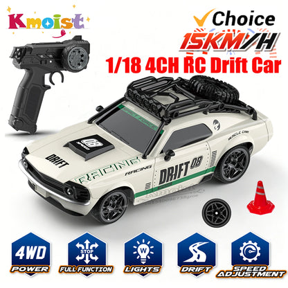 2026 New RC Car 1/18 Retro Remote Control Cars with Lights Racing Vehicle 2.4G Radio High Speed Drift Model Toys for Boys Gifts