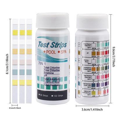 50/100pcs 3/5/6/7 in 1 Swimming Pool PH Test Strips SPA Swimming Pool Water Tester Paper Hardness Tool for Chlorine Bromine