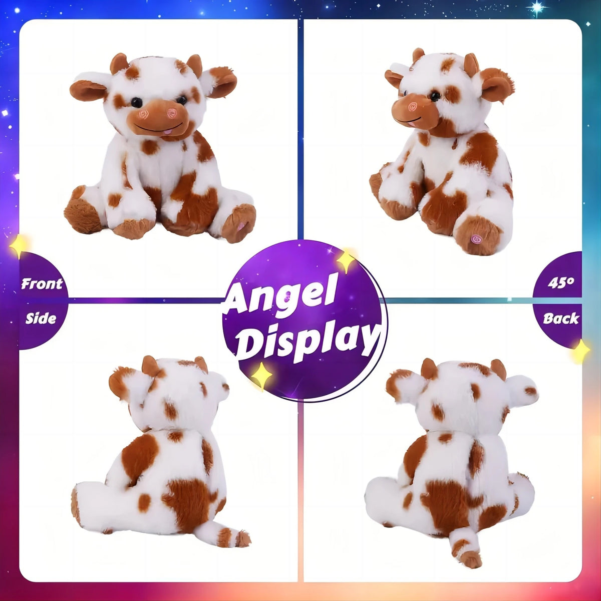 LED Plush Cow Lighting Up Stuffed Animal Diary Cattle Floppy Night Lights Glow in The Dark Birthday Festival For Toddler Kids