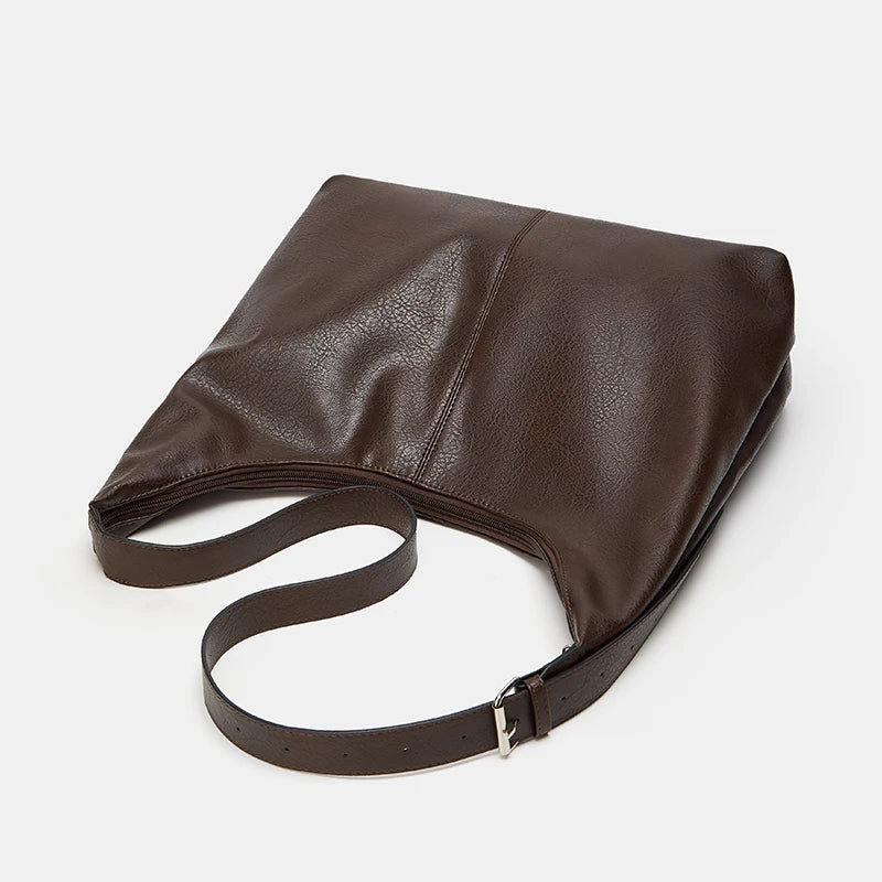 Trendy Casual Soft Pu Women's Handbags Solid Color Large Capacity Female Shoulder Bag Retro Tote Bag for Commute Shopping