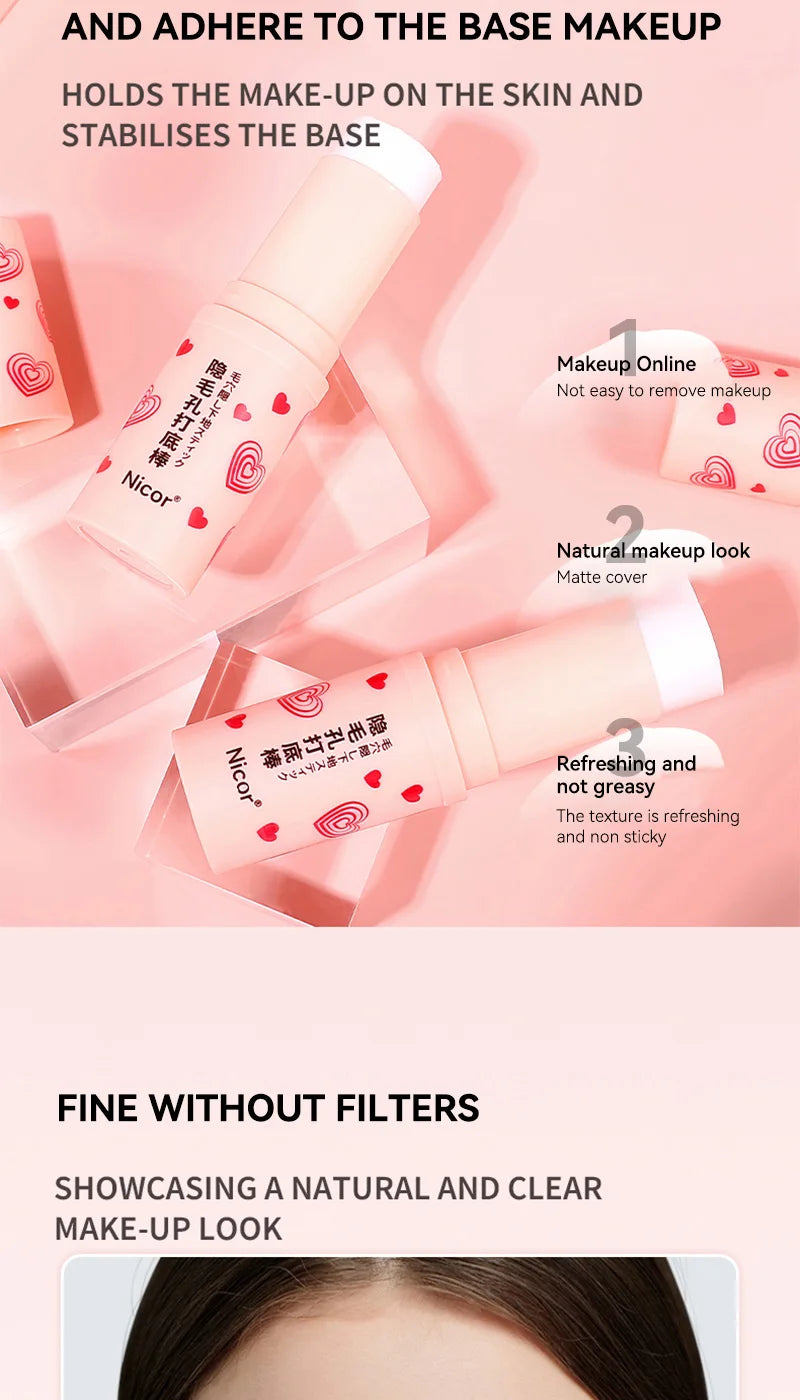 Pre-makeup isolation base stick, less prone to powder sticking, natural makeup effect, matte coverage, and long-lasting makeup