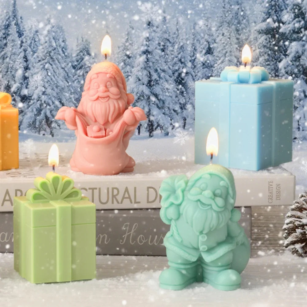 Christmas Santa Claus Silicone Candle Molds Aromatherapy Gypsum Soap Baking Mould Festival Ornament Decor Xmas Gifts Making Mold