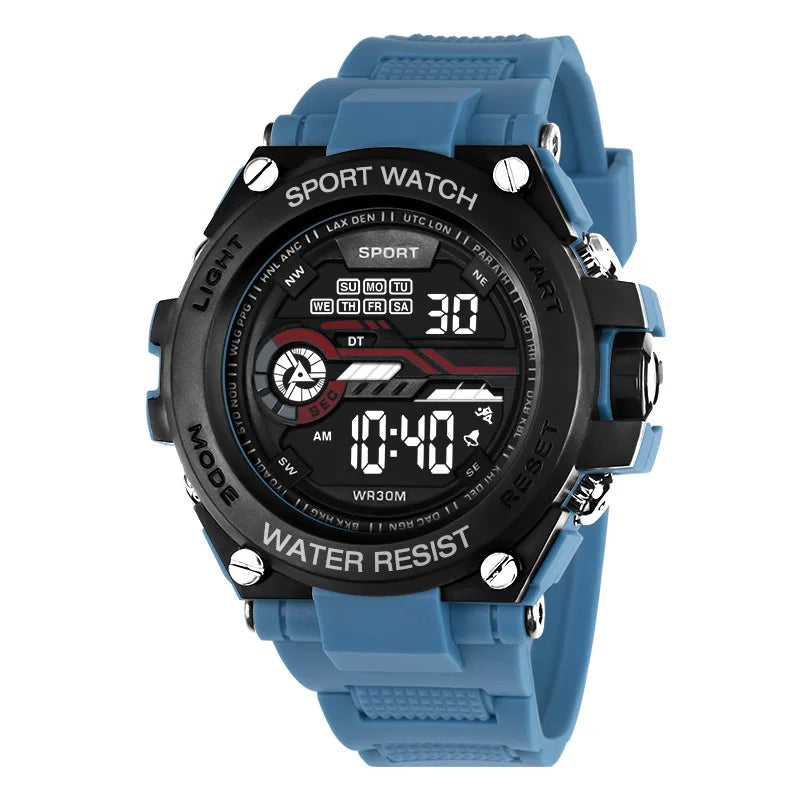 Simple outdoor sports student electronic watch, fashionable multi-functional luminous LED electronic watch