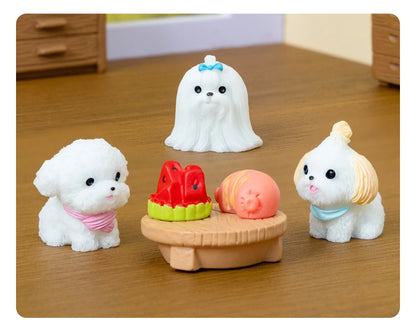 12/14pcs Cute Simulation Dog Puppy Animal Decoration Resin Craft Miniature Figure for Bonsai Microlandscape Fairy Garden Decor