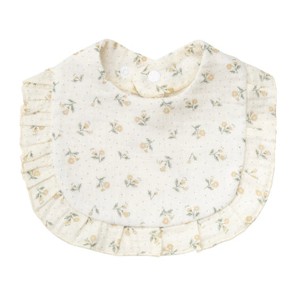 Flower Print Baby Bibs Adjustable Snap Saliva Towel Ruffled Edge Muslin Cotton Burp Cloths Rainbow A Grade Girls Feeding Scarf